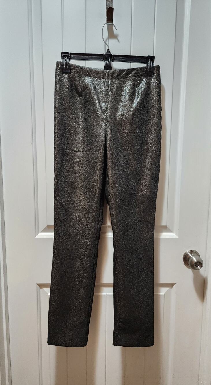 NEW! Boston Proper Shimmery Black Metallic Pants Size 0